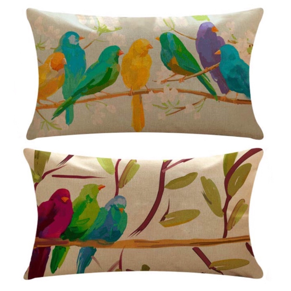 (2) Birds On A Branch Print 
Throw Pillow Covers